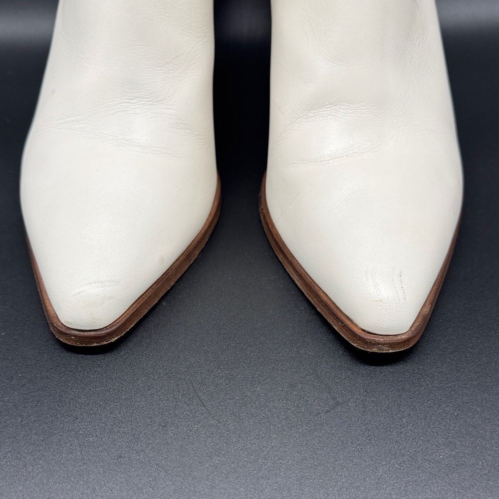 rag & bone White Leather Pointed Ankle Booties with Stacked Heel Sz 39.5 (US 9.5 - Picture 8 of 11